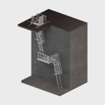 Angled Safety Cage Ladder with Midway Landing Platform - Internal Access