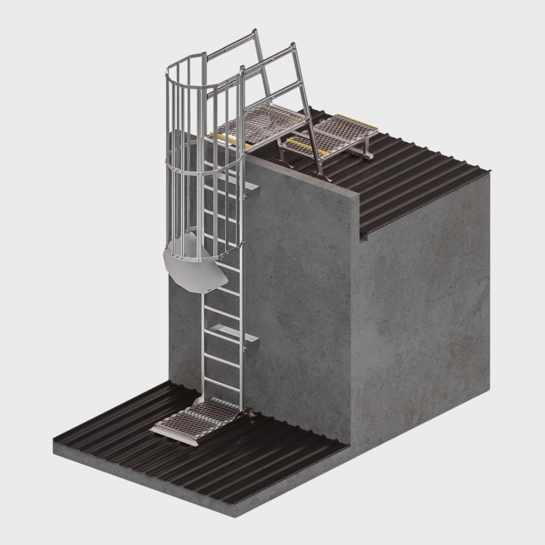Vertical Cage Ladder with Grabrails, Parapet Platform and 1.0m Landing ...