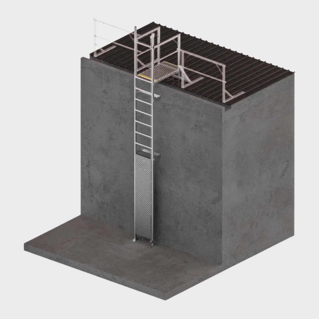 Vertical Line Ladder with Grabrails and 1.0m Landing, 3300mm - 5700mm ...