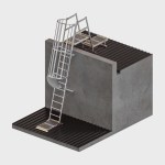 Angled Safety Cage Ladder with Grabrails, Parapet platform and 1.0m Landing