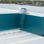 Angled Cage Ladder with Grabrails, Parapet Platform and 1.0m Landing