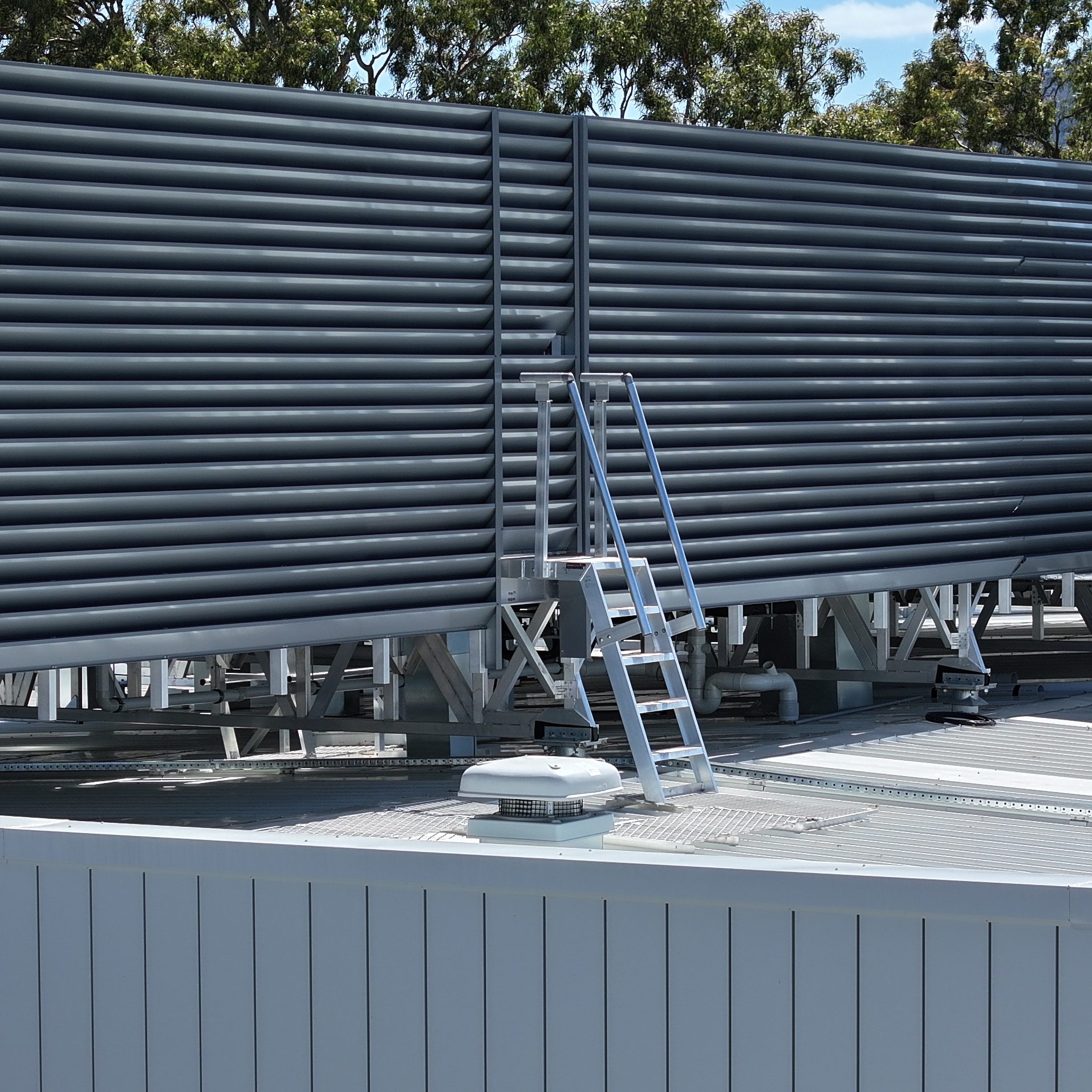 Fixed step ladder up to plant platform