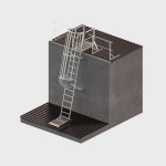 LDR.AC1 Angled Safety Cage Ladder with Grabrails and 1.0m Landing