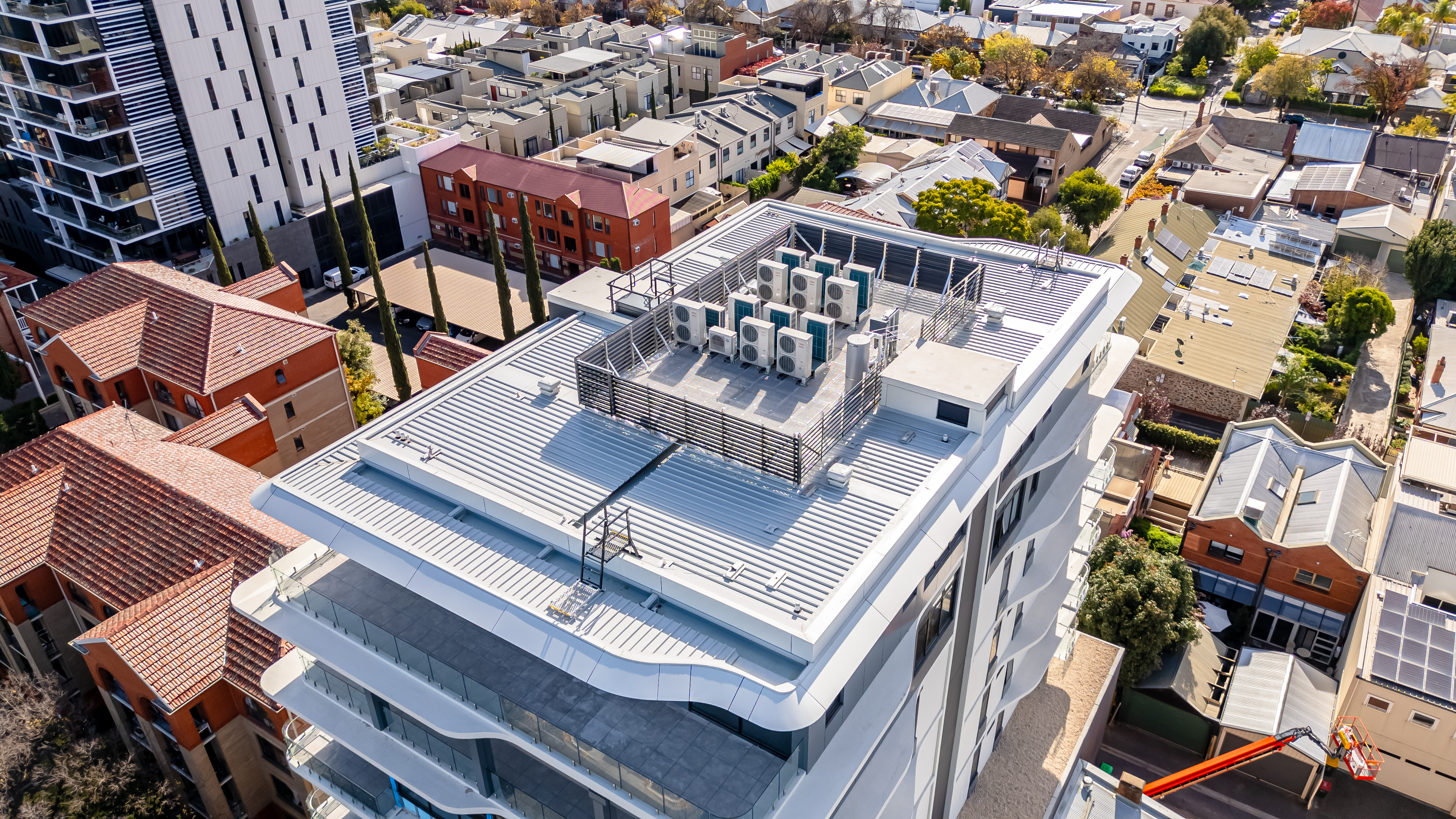 HVAC Plant Platform and HVAC Louvre Screen, Multi-level Apartment Building in Adelaide