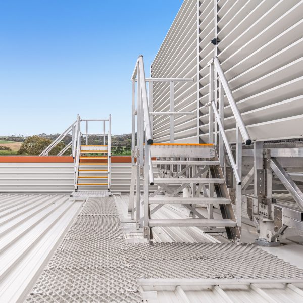 Stair access to plant platform on aquatic centre roof - Mount Barker, SA