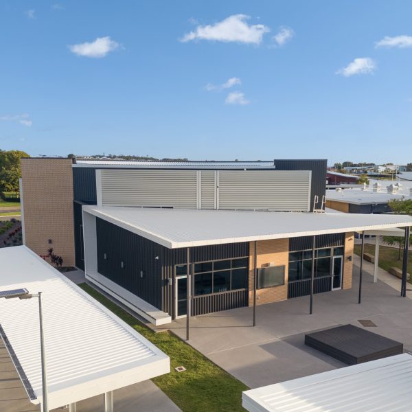 Roof mount plant plaform with acoustic louvre screen at school - Hervey Bay, QLD